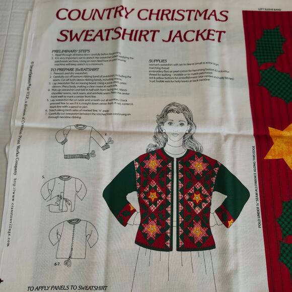 Dream Spinners Country Christmas Sweatshirt Jacket Cut & Sew Fabric Panel NEW - Picture 1 of 8